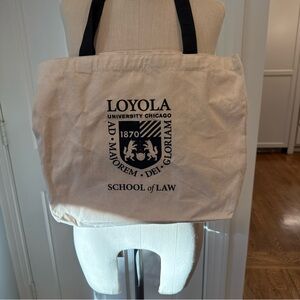 Loyola University Chicago School Of Law Canvas Tote. Cream & Black. EUC.